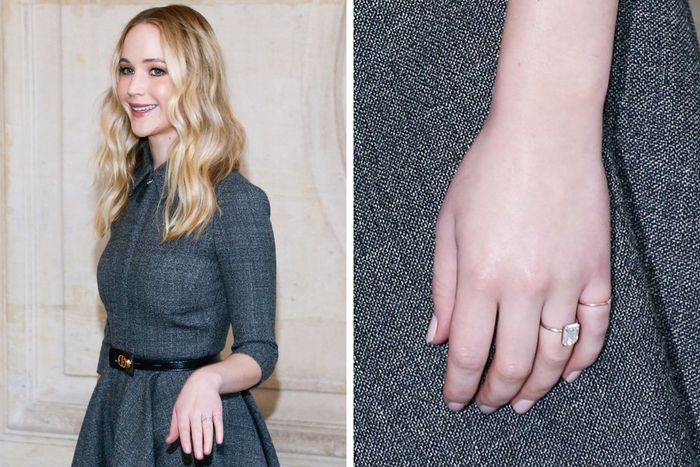 Jennifer Lawrence and her engagement ring.