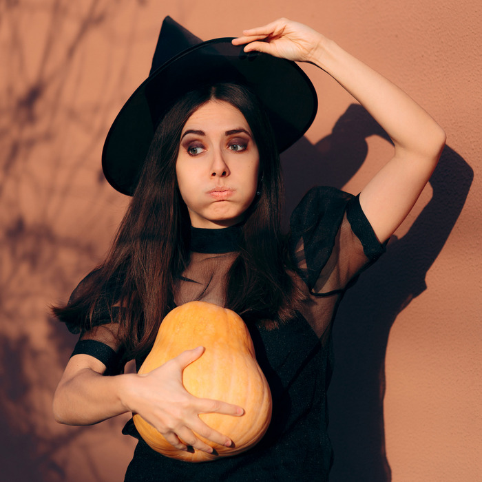 Woman celebrating Halloween.
