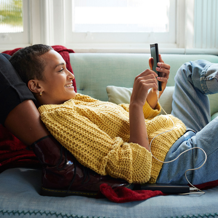 Woman on her phone.