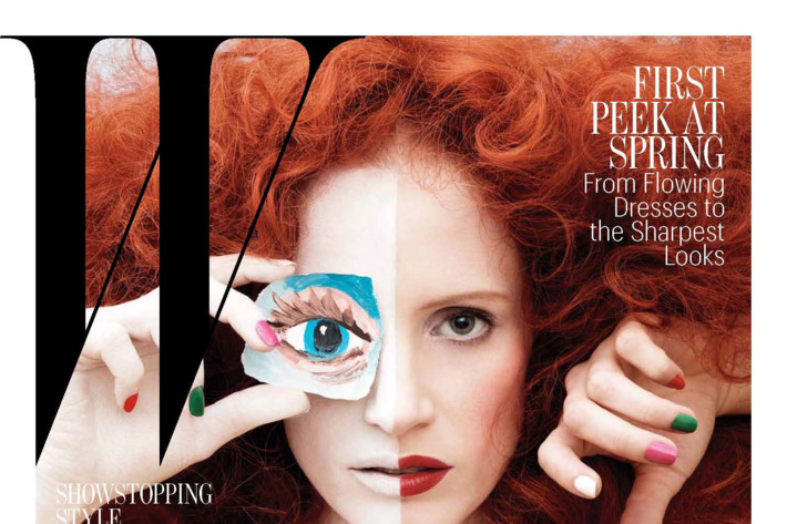 Jessica Chastain, with George Condo's